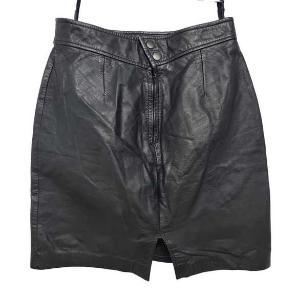 Black Leather Mini Skirt - Picture 2 of 10
